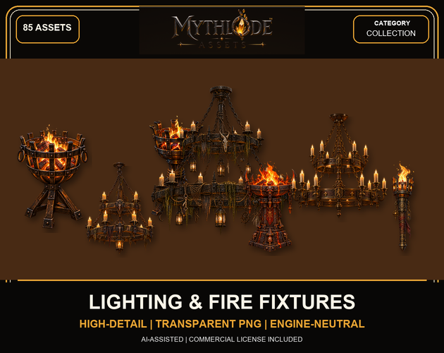 MYTHLODE Lighting and Fire Fixtures Prop Pack watermarked cover
