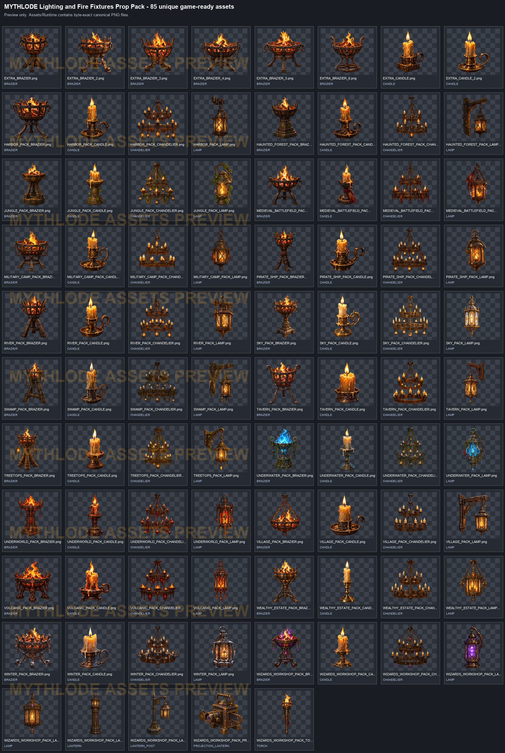 MYTHLODE Lighting and Fire Fixtures Prop Pack watermarked preview 1