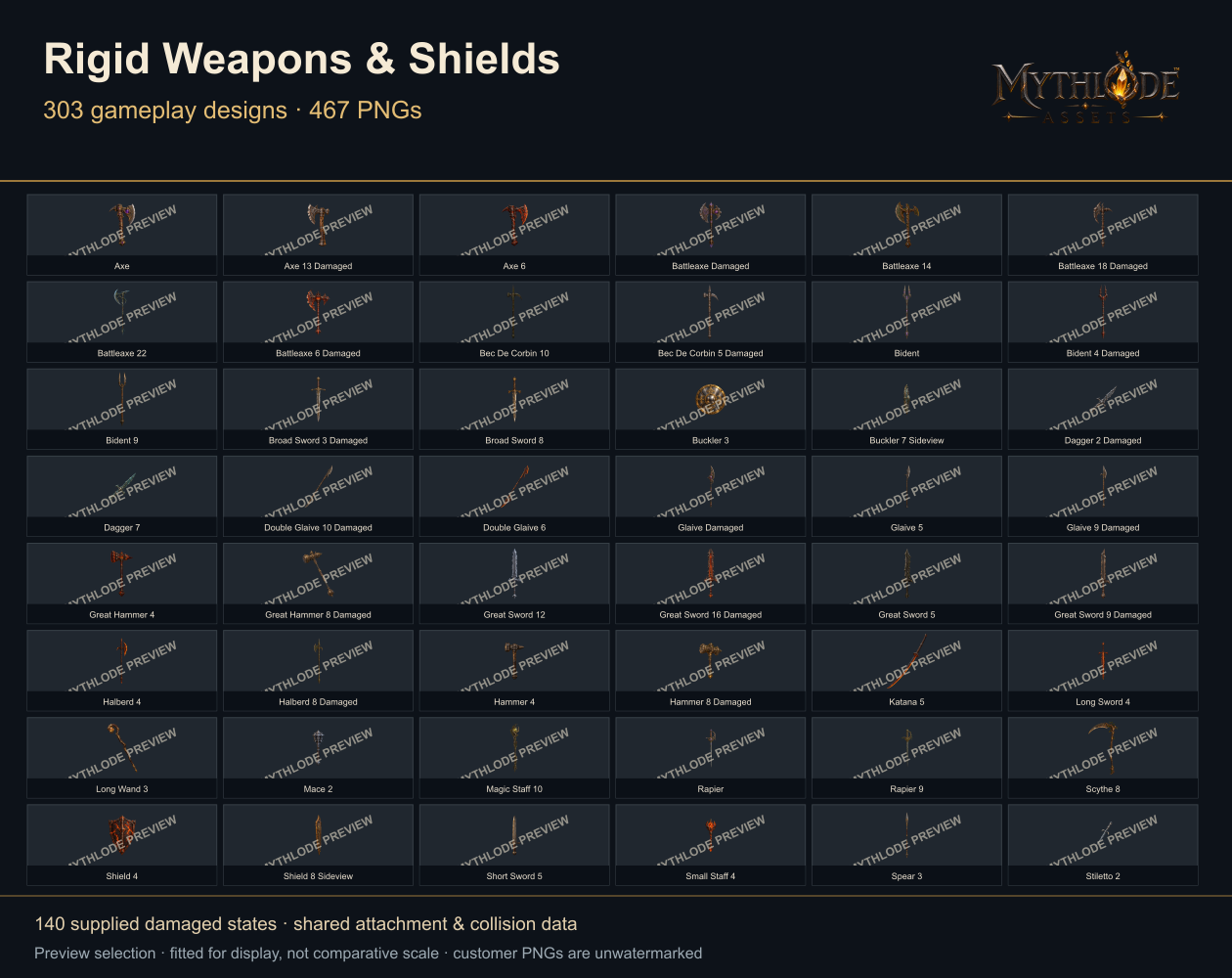 MYTHLODE Rigid Weapons and Shields watermarked gallery selection