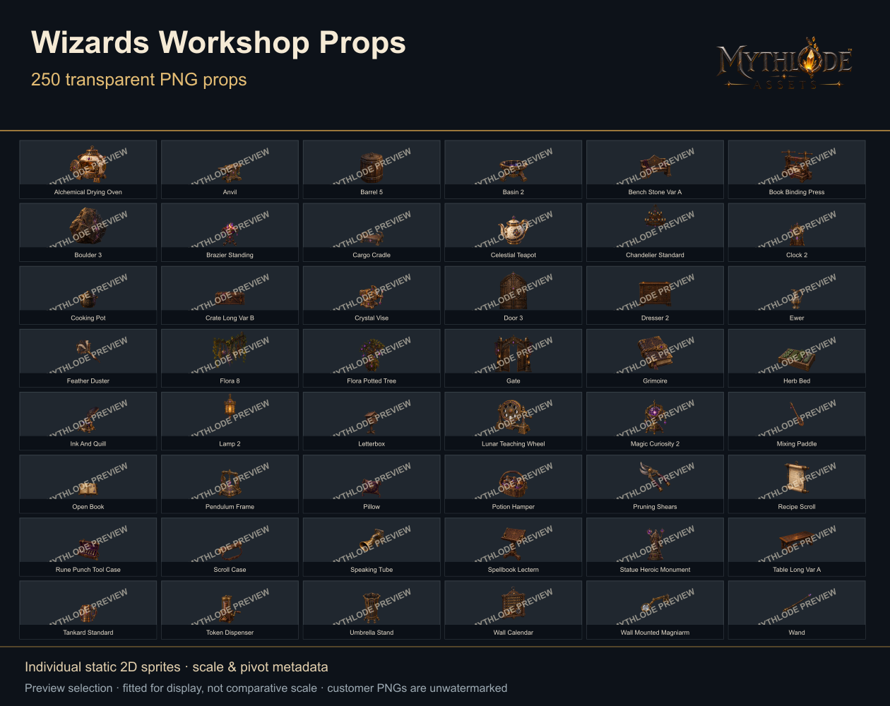 MYTHLODE Wizards Workshop Prop Pack watermarked gallery selection